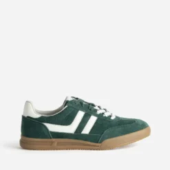 Tennis TEXTO verte cuir velours