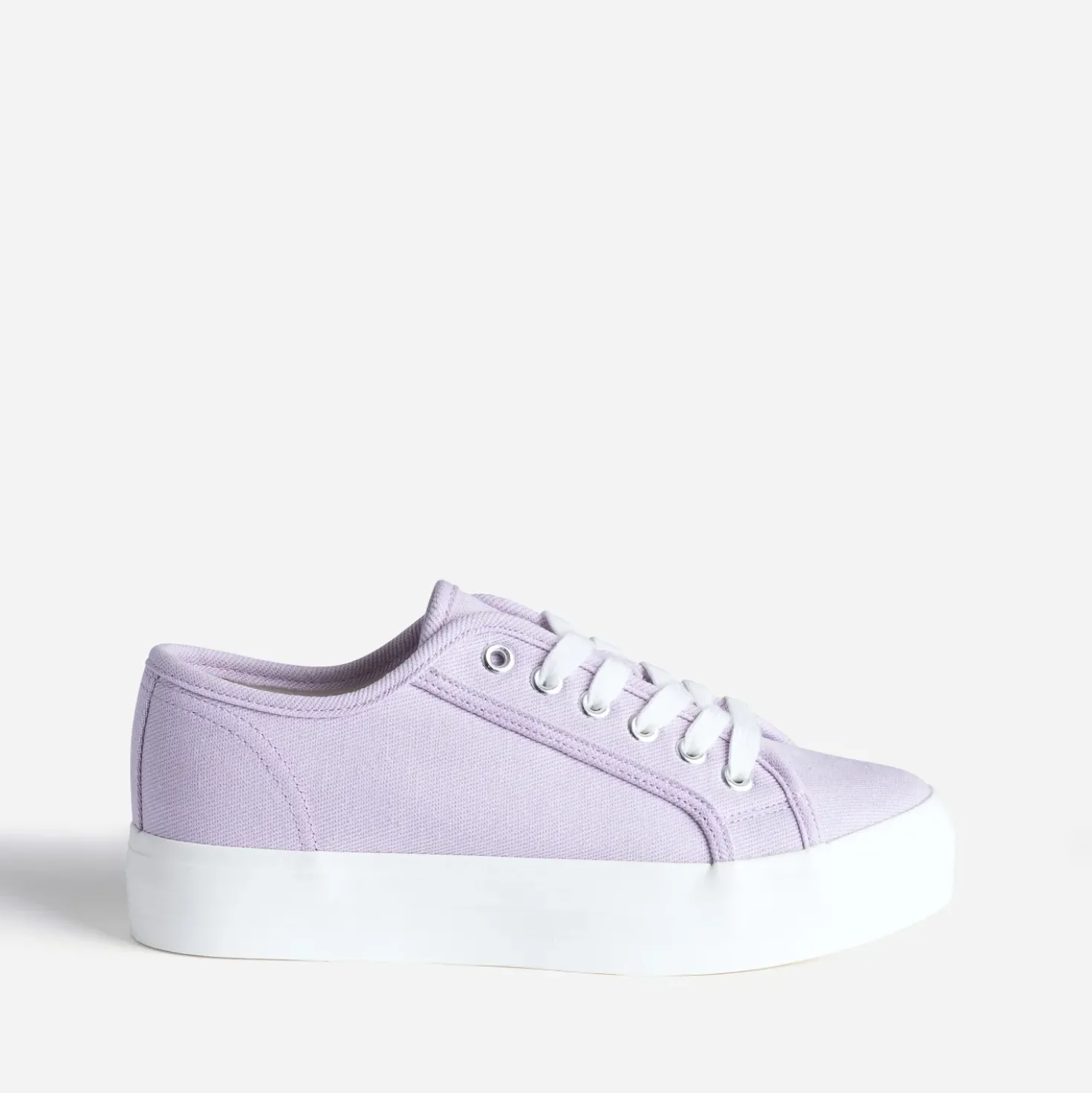 Tennis toile violette à semelle blanche