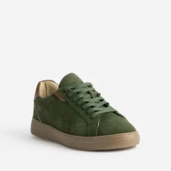Tennis verte cuir velours