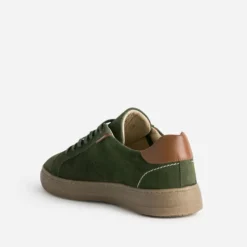 Tennis verte cuir velours