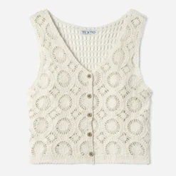 Top beige effet crochet