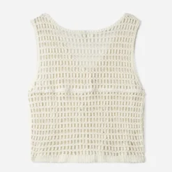 Top beige effet crochet