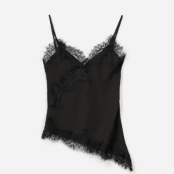 Top fines bretelles TEXTO noir bordé dentelle