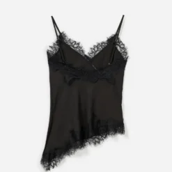 Top fines bretelles TEXTO noir bordé dentelle