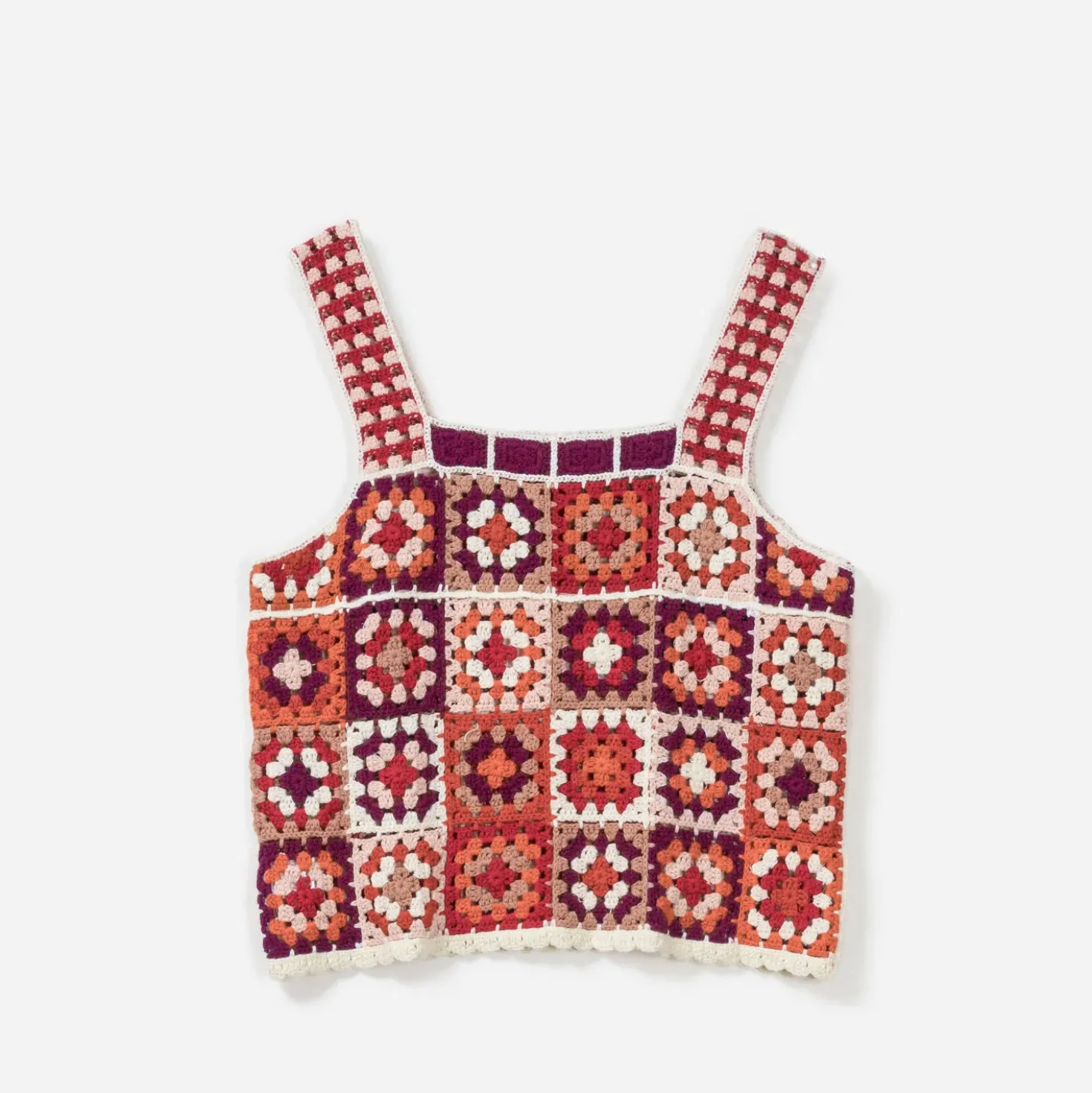 Top TEXTO écru crochet couleur