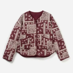 Veste bordeaux matelassée motif cachemire