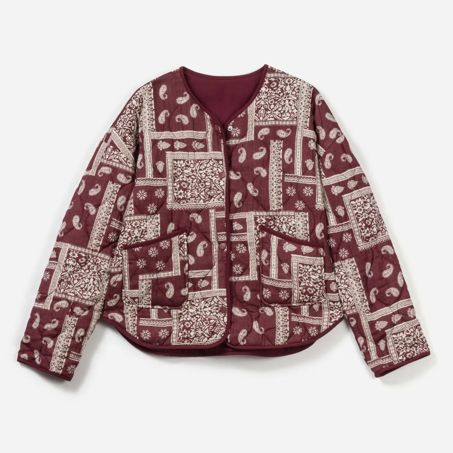 Veste bordeaux matelassée motif cachemire