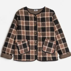 Veste ERAM WEAR camel matelassée motif carreaux