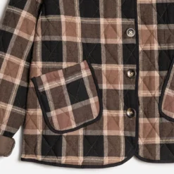 Veste ERAM WEAR camel matelassée motif carreaux