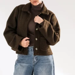 Veste ERAM WEAR marron façon bouclette