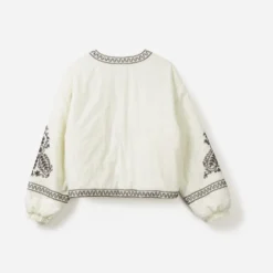 Veste TEXTO écrue broderies marron